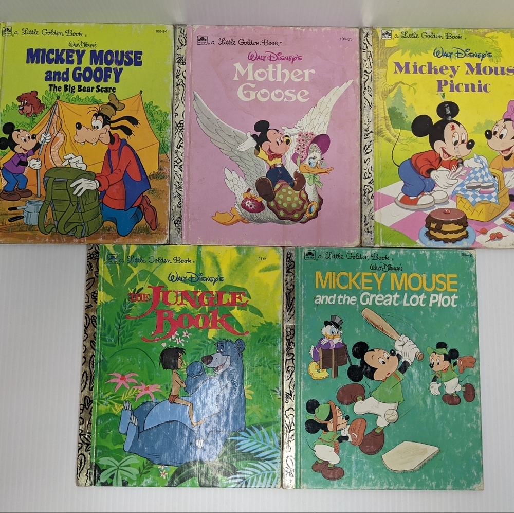 Set of 5 VINTAGE Walt Disney's Little Golden Books (1950's-1970's)